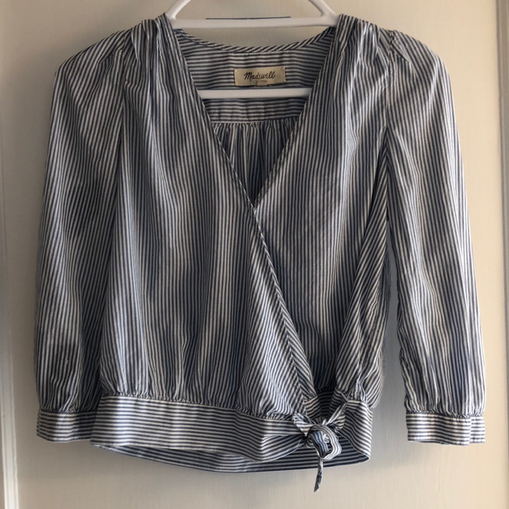Madewell striped wrap top